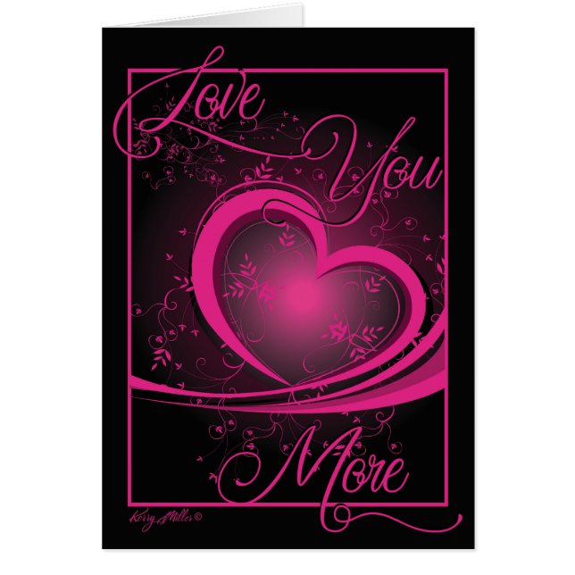 Cartão Namorados Romântico de Coração Rosa (Frente)