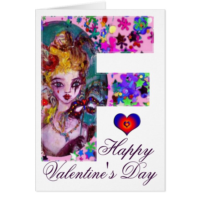 CARTÃO NAMORADOS VENETIANO MONOGRAMA F LETRA (Frente)