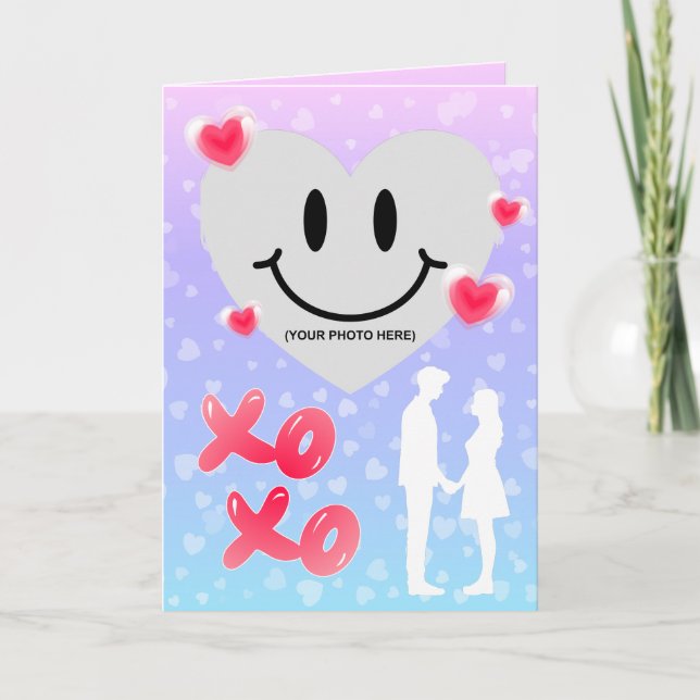 Cartão Namorados Vidro Coração Balão Bublegum Casal (Frente)