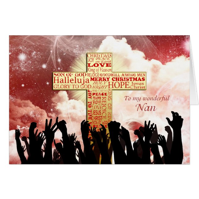 Cartão Nan, a Christian cross Christmas (Frente Horizontal)