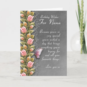 Cartão nana birthday card - birthday card with roses and