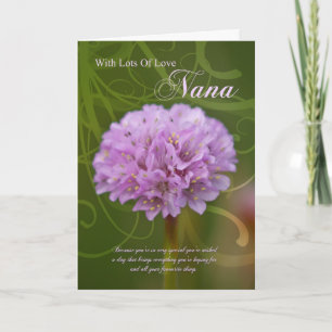 Cartão Nana birthday card with pink pom pom flower