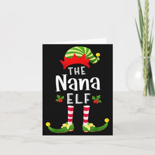 Cartão Nana Christmas Elf Matching Pajama X-mas Party  (Frente)