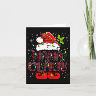 Cartão Nana Claus Felry Natal Buffalo Xadrez Santa Hat