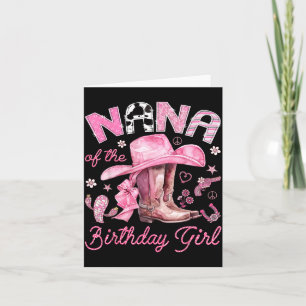 Cartão Nana da menina aniversariante vaqueira cor-de-rosa
