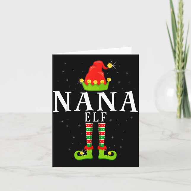 Cartão Nana Elf Christmas Matching Xmas Pajama  (Frente)