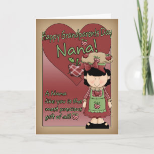 Cartão Nana Grandparents Day Card - Little Apple Lady