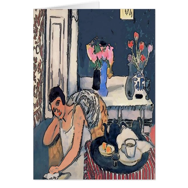 Cartão Nancy Breakf Com Abstrato De Flores, Estilo Matiss (Frente)