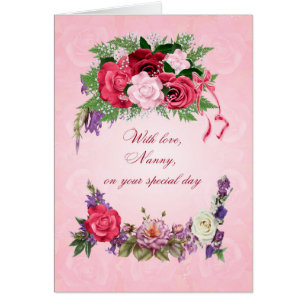 Cartão Nanny Birthday Rosas lindas
