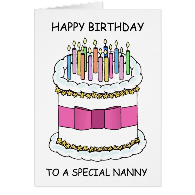 Cartão Nanny Happy Birthday Cartoon Cake (Frente)