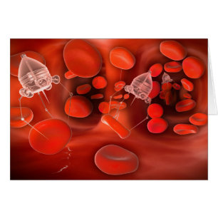 Cartão Nanobots médico na circulação sanguínea