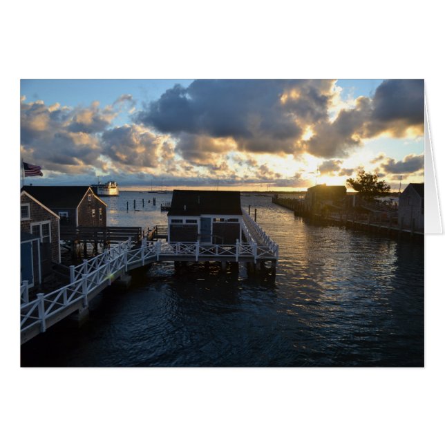 Cartão Nantucket Harbor Sunrise Card (Frente Horizontal)