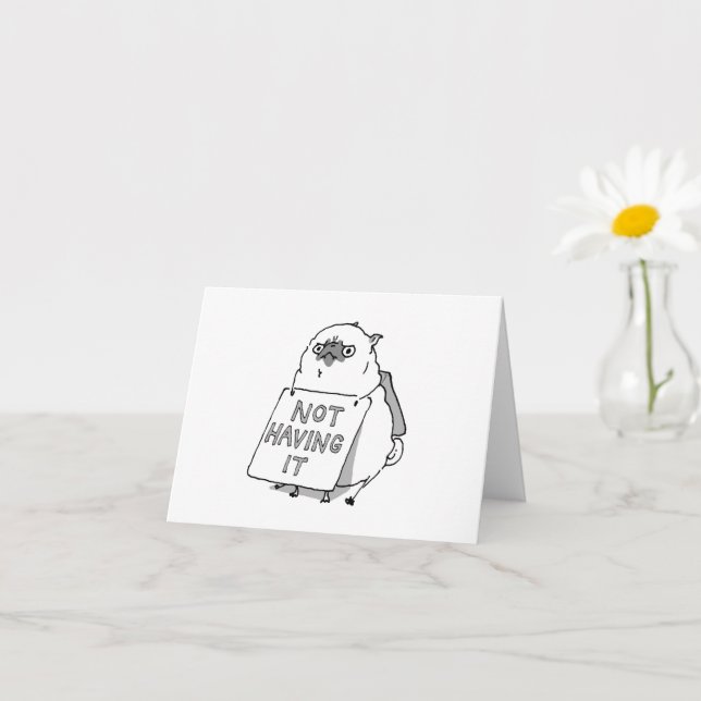 Cartão Não aguento mais carta de pug zangado (Planta pequena)