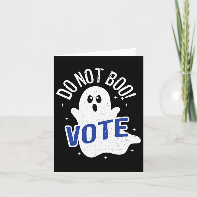 Cartão Não Boo! Votar Eleições Fantasmas Democracia Améri (Frente)