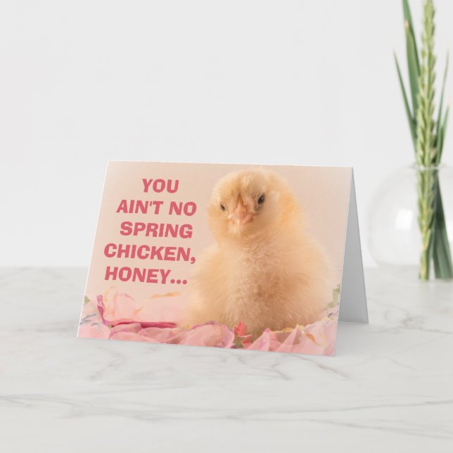 Cartão Não é Primavera, moças de frango marche. Aniversár (Frente)