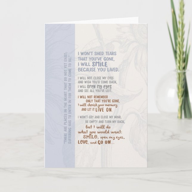 Cartão Não envergonhe as lágrimas que eu fui embora (Frente)