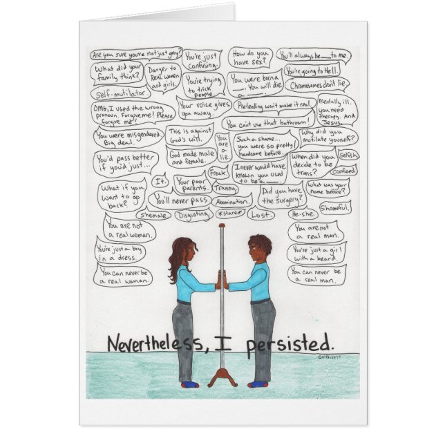 Cartão Não obstante, eu persisti (Frente)