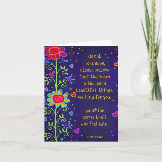 Cartão Não Perca a Esperança Encorajamento Floral Bonito (Frente)