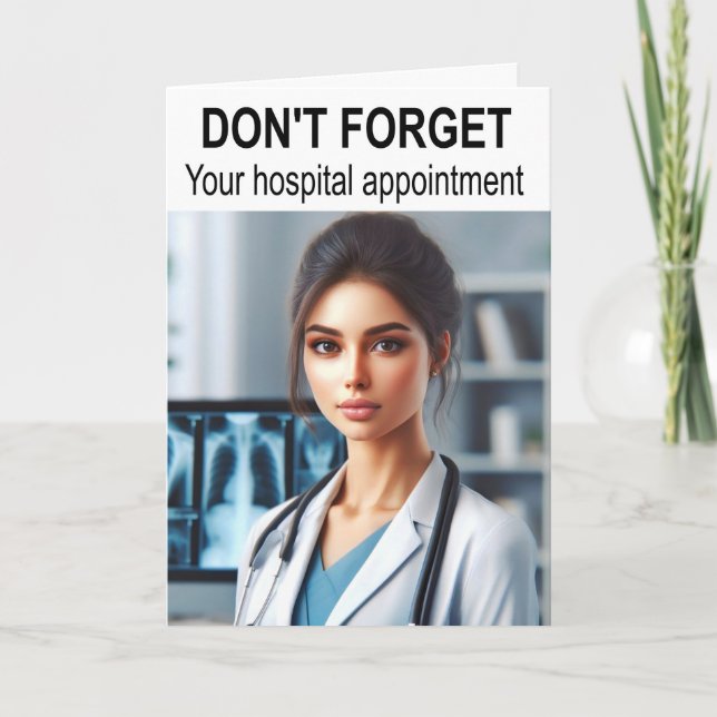 Cartão Não se esqueça da consulta ao hospital. (Frente)