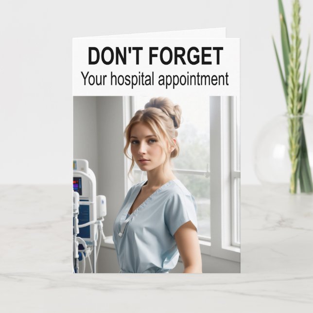 Cartão Não se esqueça da consulta ao hospital. (Frente)