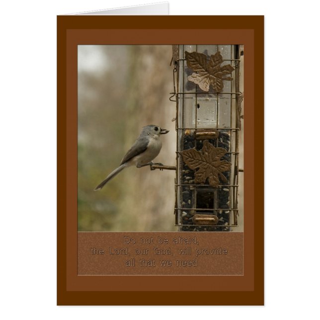 Cartão não tenha medo que Deus forneça pássaro no aliment (Frente)