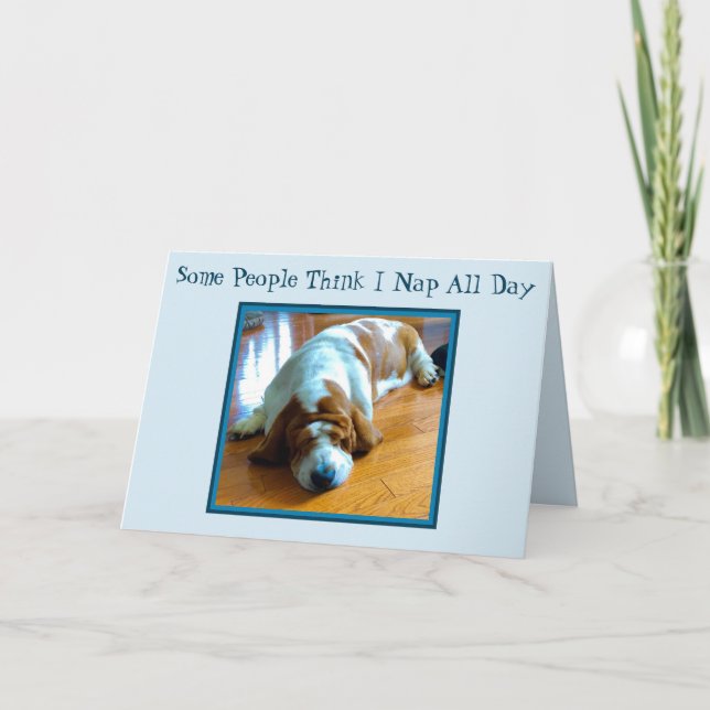 Cartão Napping Basset On Funny Birthday Card (Frente)