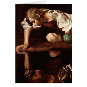 Cartão Narciso por Caravaggio