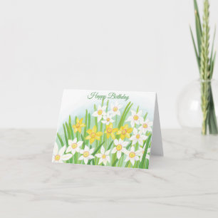 Cartão Narcisos amarelos e brancos de aniversário