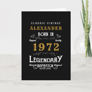 Cartão Nascer de 50º aniversário personalizado 1972 Vin