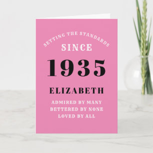 Cartão nascer de Aniversário de 90 1932 Nome Preto Rosa 