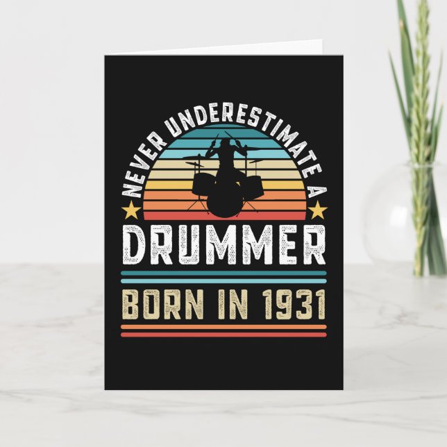 Cartão Nascer de Drummer 1931 90 Aniversário Presente (Frente)