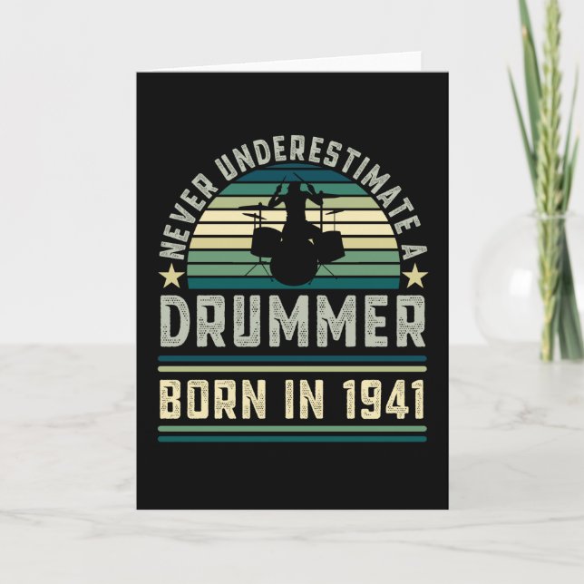 Cartão Nascer de Drummer 1941 Presentes de Drumming 80 Bi (Frente)