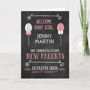 Cartão Nascer de Nova Menina AQURIUS 21 de janeiro a 19 d
