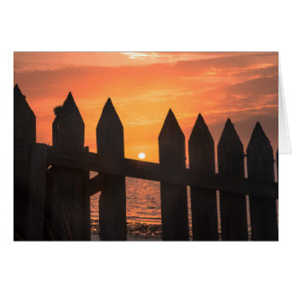 Cartão nascer do sol através de uma cerca