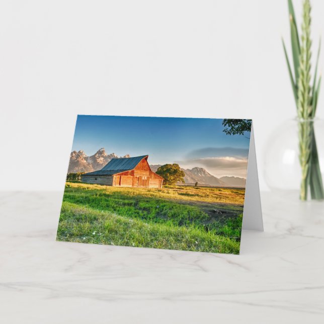 Cartão Nascer do sol no celeiro de Moulton (Frente)