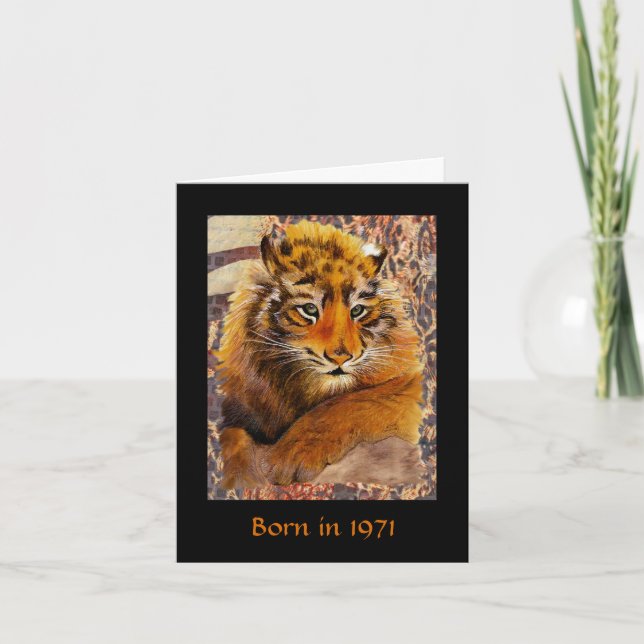 Cartão Nascer em 1971 Fatos de diversão de aniversário (Frente)