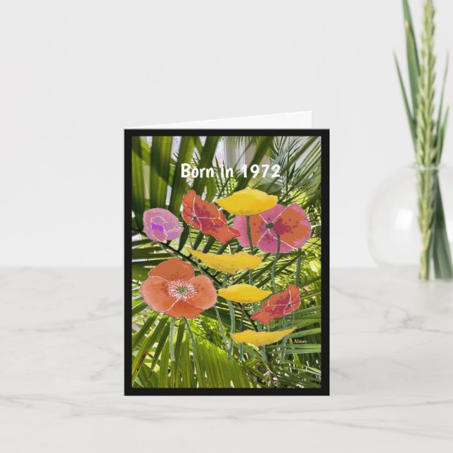 Cartão Nascer em 1972 Fatos Divertidos de Aniversário (Frente)