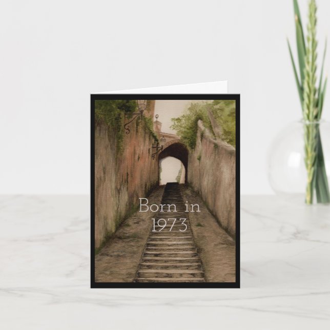 Cartão Nascer em 1973 Fatos de diversão de aniversário (Frente)