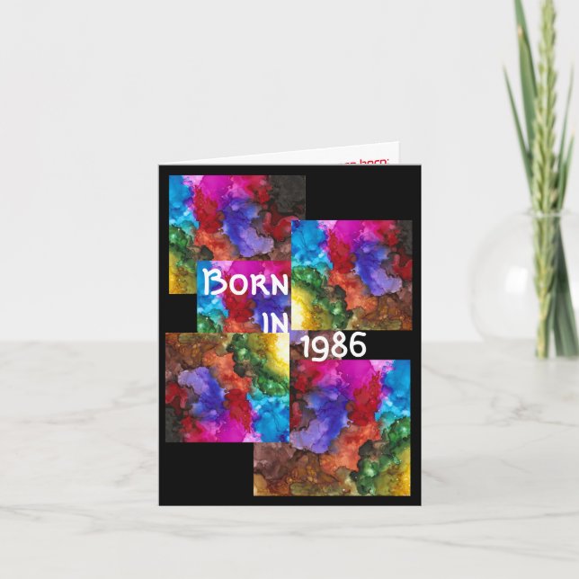 Cartão Nascer em 1986 Fatos Divertidos de Aniversário (Frente)