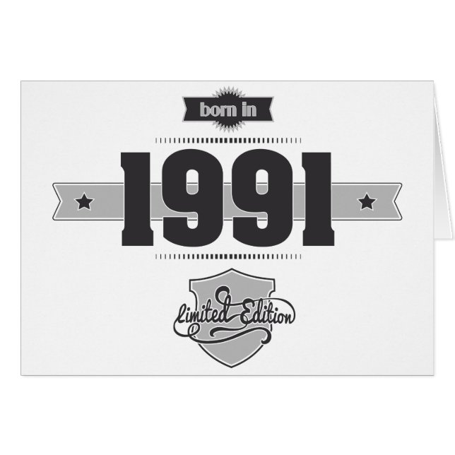 Cartão Nascer em 1991 (Dark&Lightgrey) (Frente Horizontal)