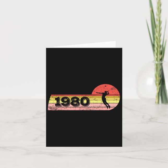 Cartão Nascer para jogadores de Badminton 1980 Birthday V (Frente)