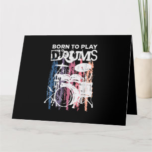Cartão Nascer Para Tocar Drumm Drumming Rock Music Banda 