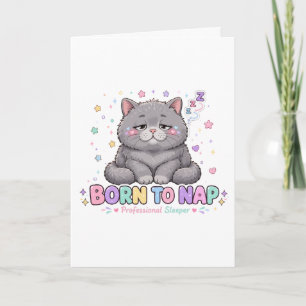 Cartão Nascido para Dormir Gatinho Kawaii