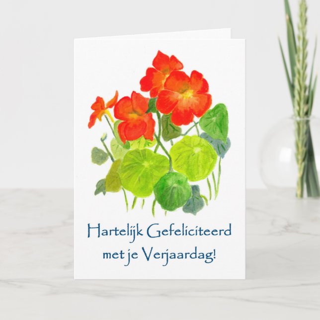 Cartão Nasturtiums Birthday Card - Holandesa (Frente)