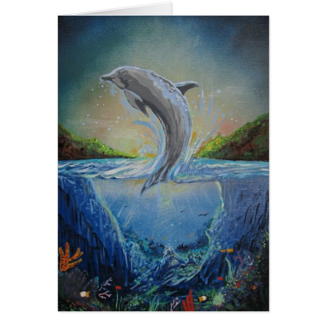 Cartão Natação de golfinhos (Frente)