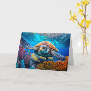 Cartão Natação do Mar de Tortoise Feliz Aniversário
