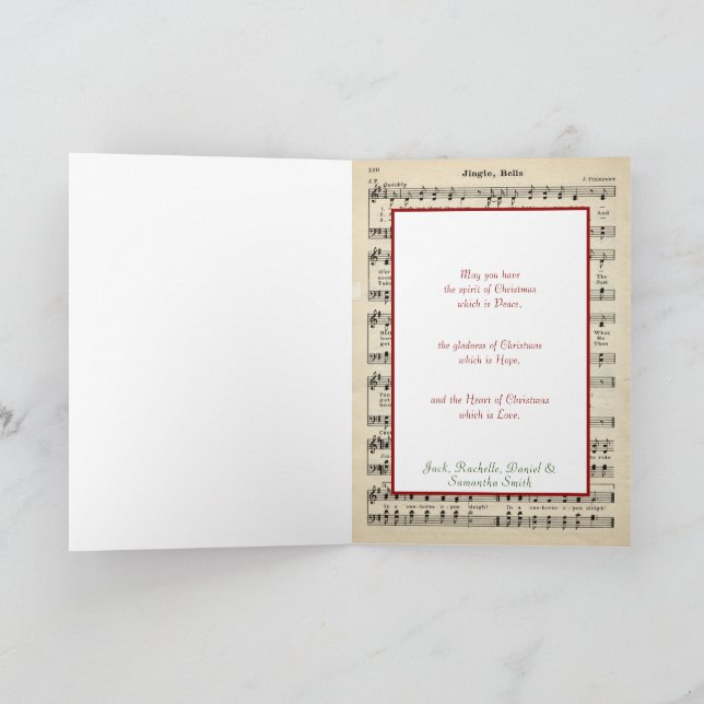 Cartão Natais vintages Jingle Bells Sheet Music (Interior)