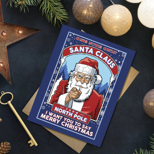 Cartão Natais vintages Papais noeis dizem Feliz Natal