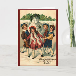 Cartão Natais vintages Snowman Winter