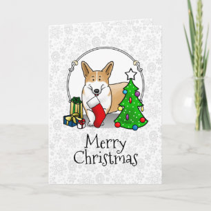Cartão Natal 2 Pembroke Welsh Corgi (vermelho 1)